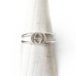 Gucci 925 Silver Interlocking GG Ring Size 6